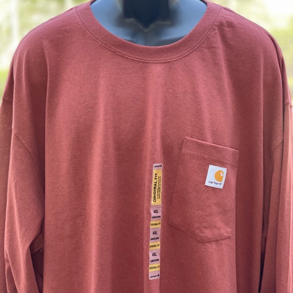 CARHARTT MENS LONG SLEEVE TEE (4XL) BRICK - Picture 2 of 4
